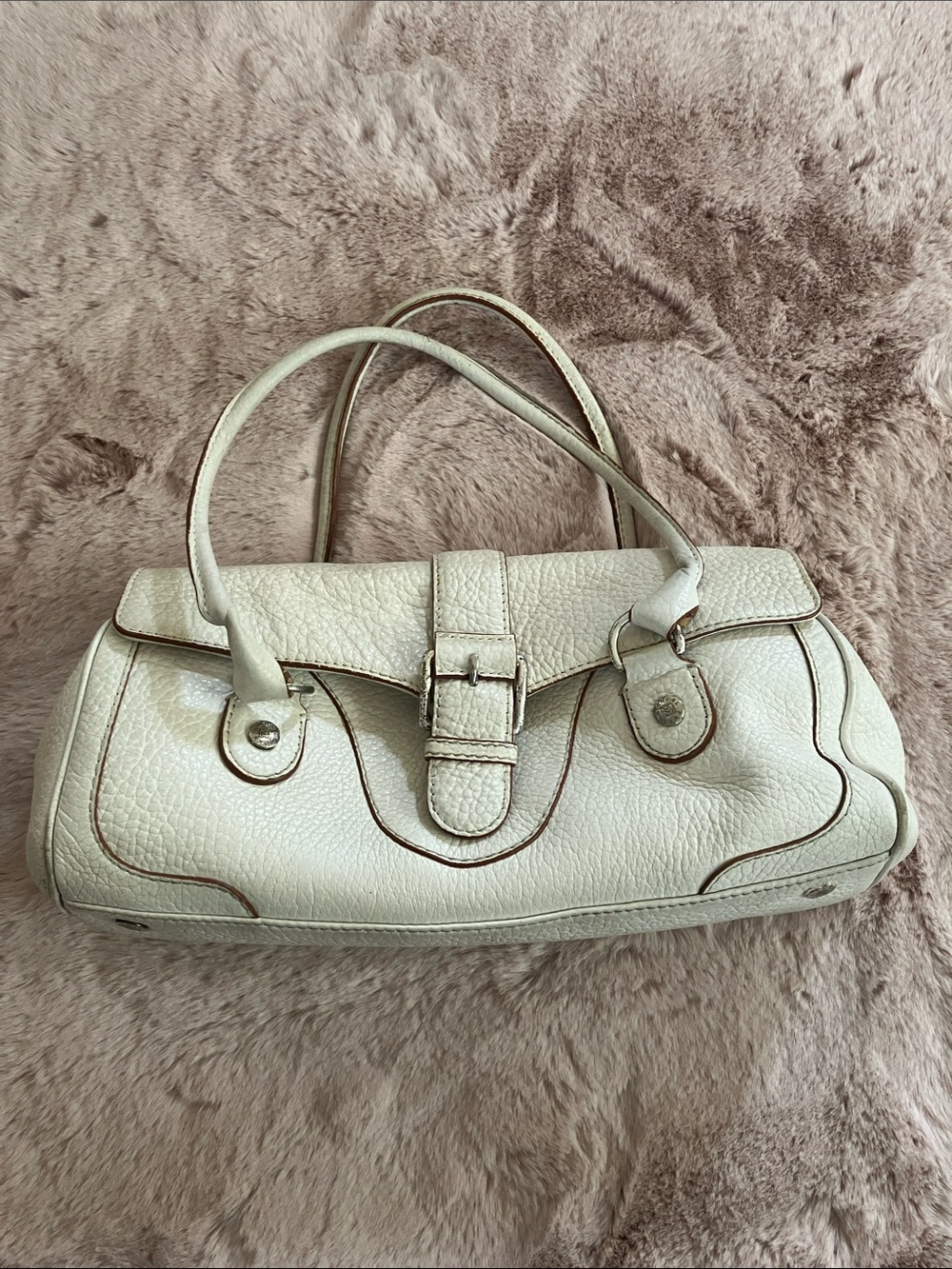 Vintage Y2K Michael Kors white Ivory Pebbled Leather Shoulder Bag